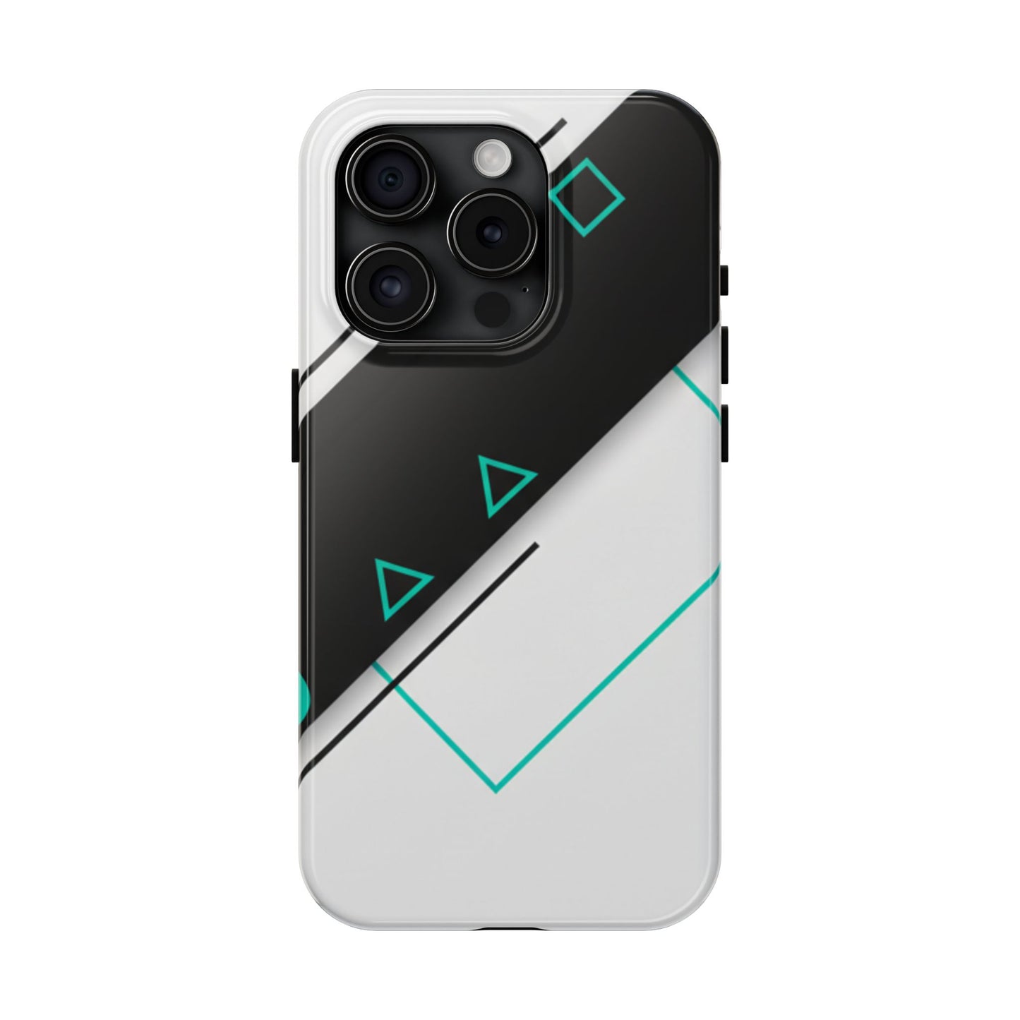 Tough Phone Case — Geometric Black & Teal Protective Cover