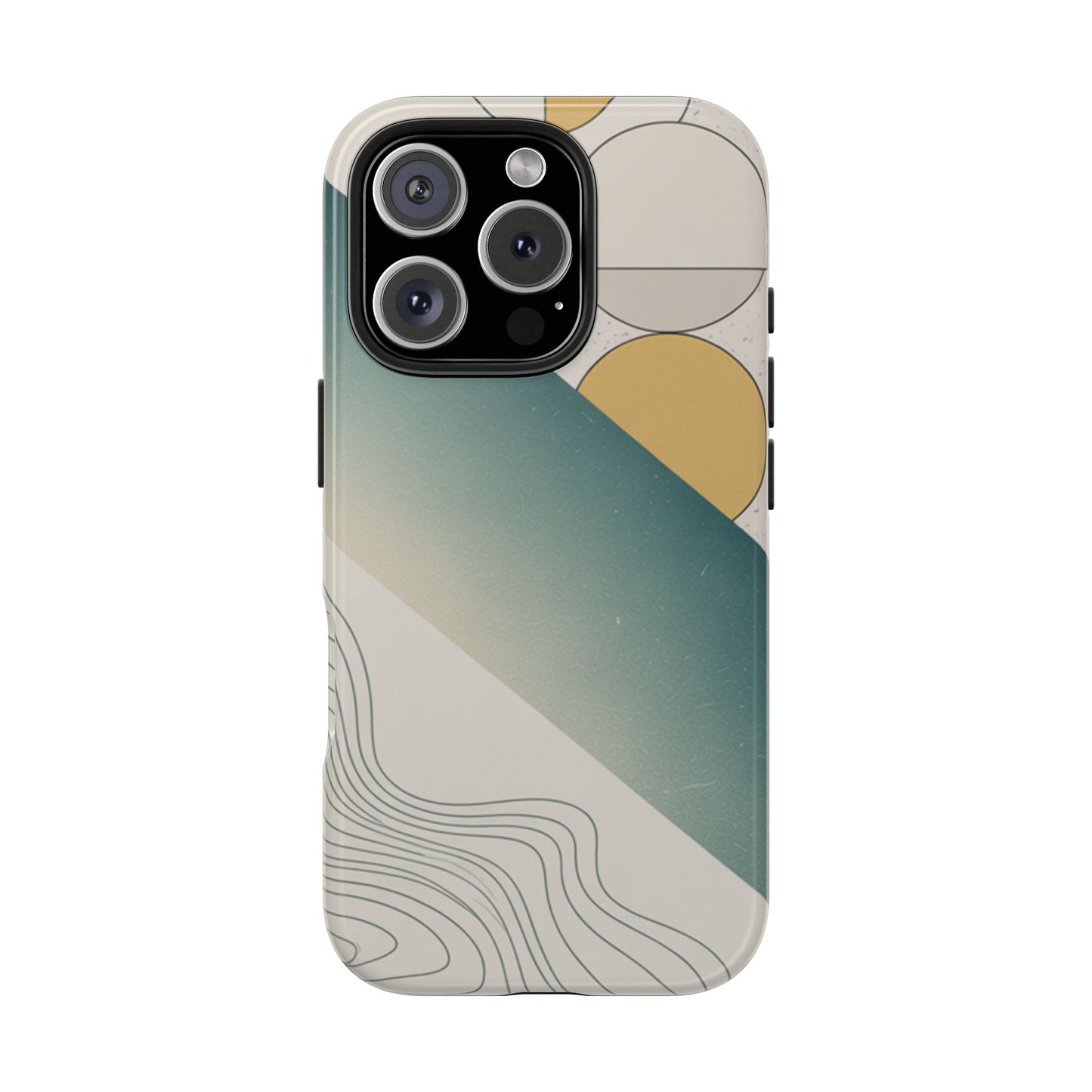 Abstract Geometric Tough Phone Case — Green Gradient with Gold Circles