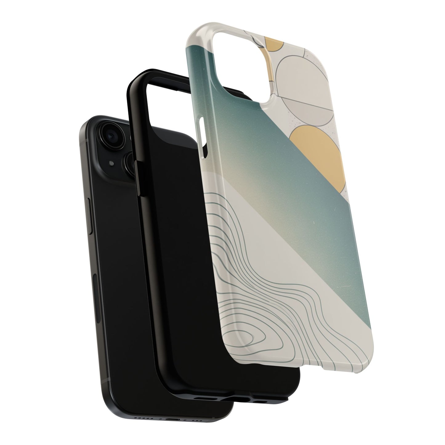 Abstract Geometric Tough Phone Case — Green Gradient with Gold Circles