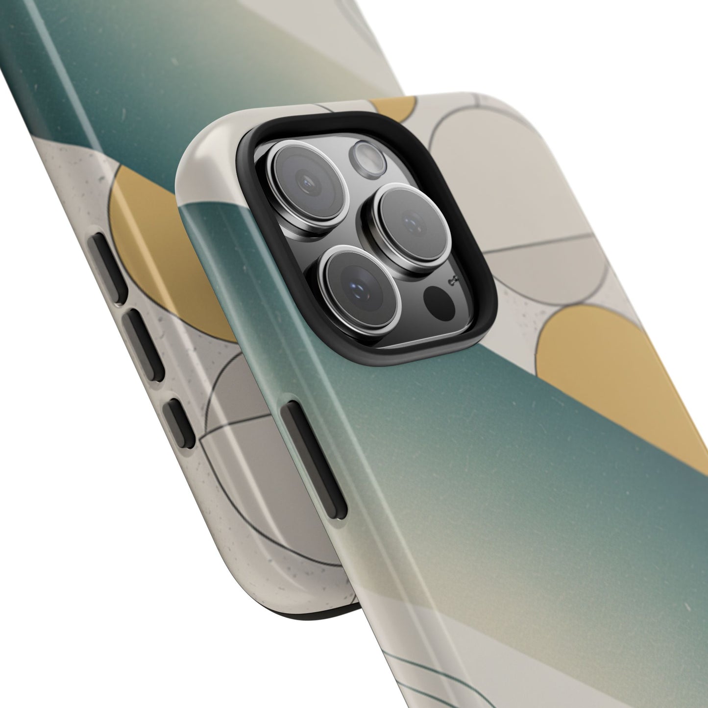 Abstract Geometric Tough Phone Case — Green Gradient with Gold Circles