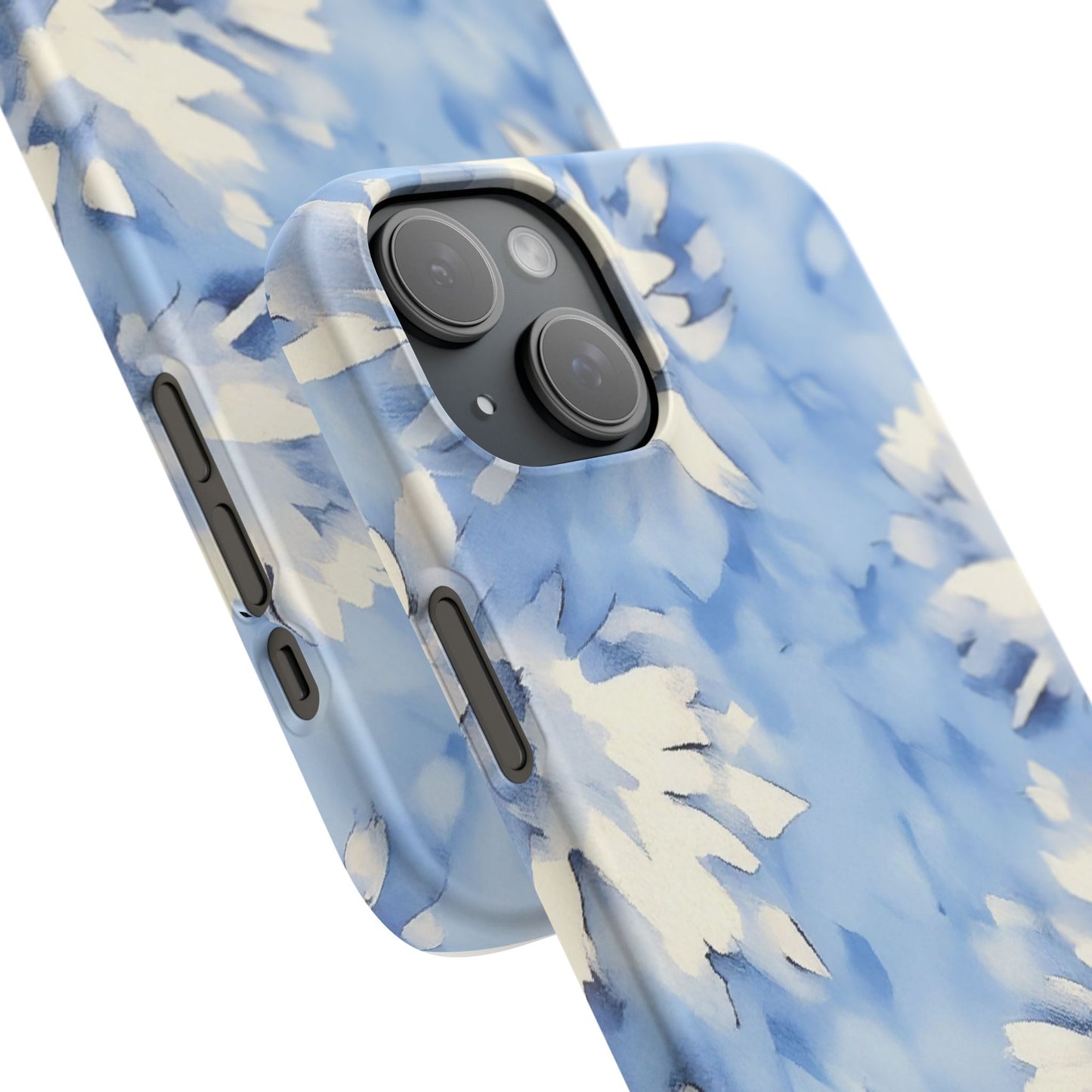 Blue Floral Snap Phone Case — Soft Watercolor Petal Design