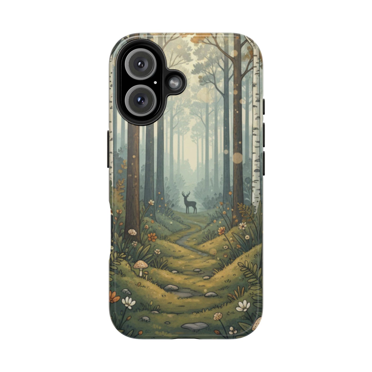 Forest Path Deer Tough Phone Case — Woodland Nature iPhone Cover