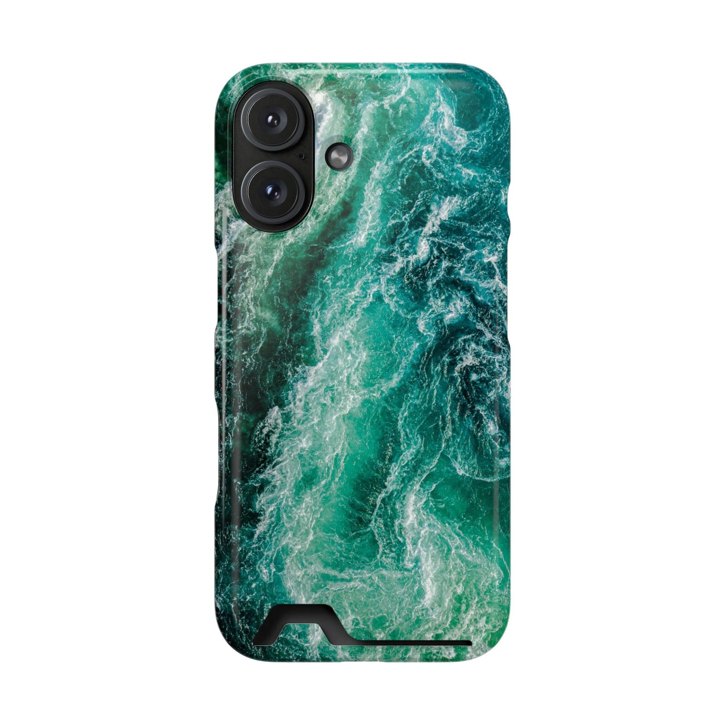 Card Holder Phone Case — Teal Ocean Wave Protective Wallet Case