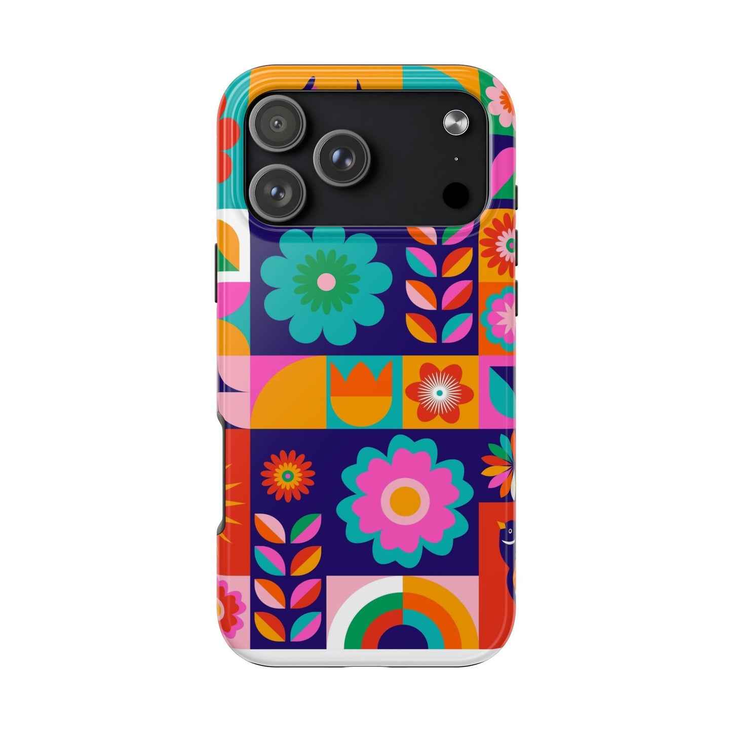 Tough Phone Case — Retro Floral Patchwork Protective Phone Cover