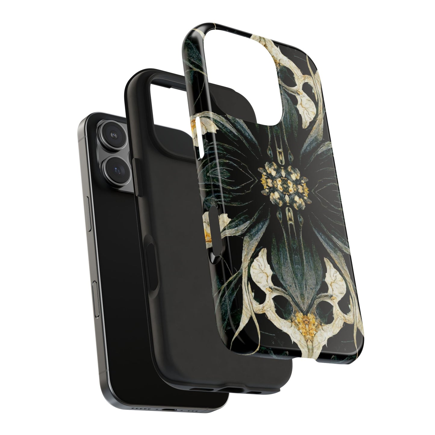 Floral Skull Mandala Tough Phone Case — Gothic Botanical iPhone Cover