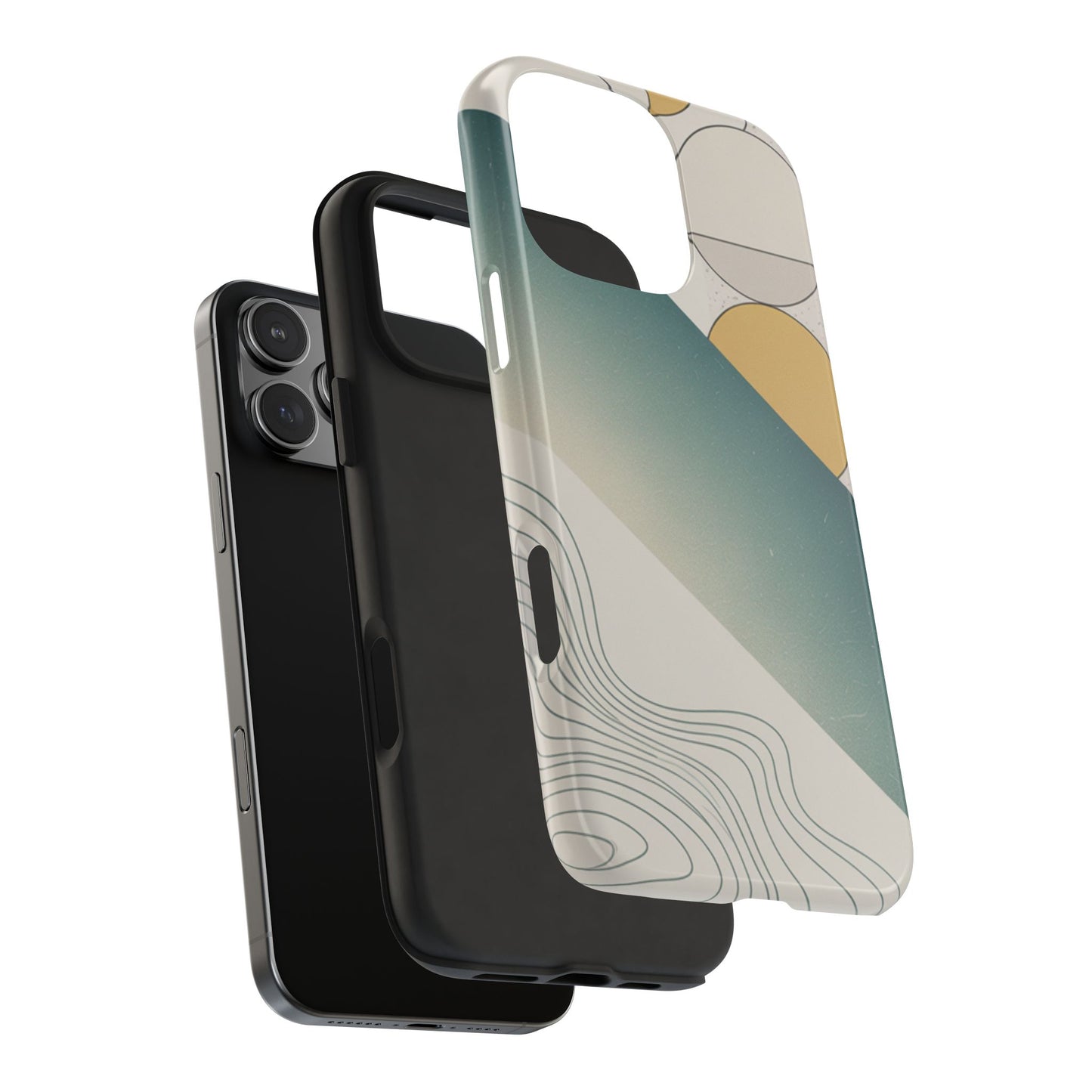 Abstract Geometric Tough Phone Case — Green Gradient with Gold Circles