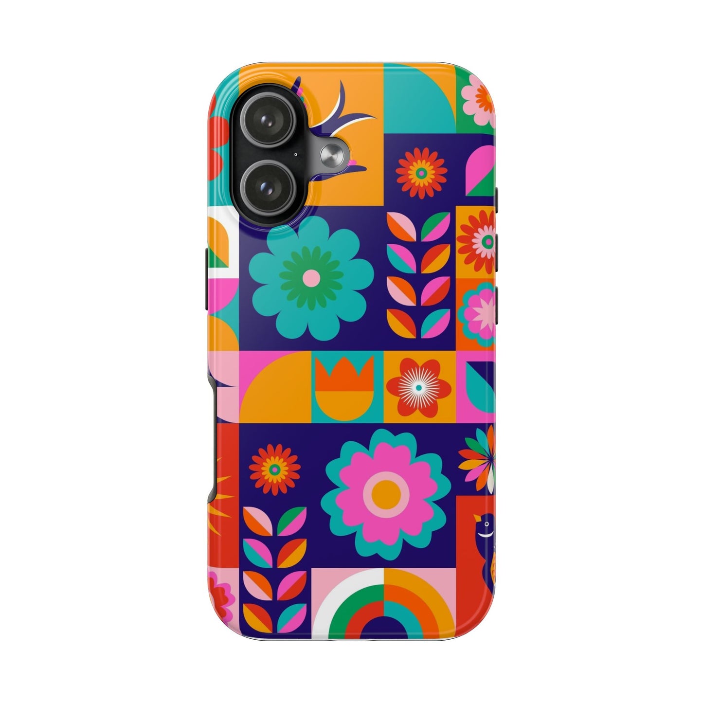 Tough Phone Case — Retro Floral Patchwork Protective Phone Cover