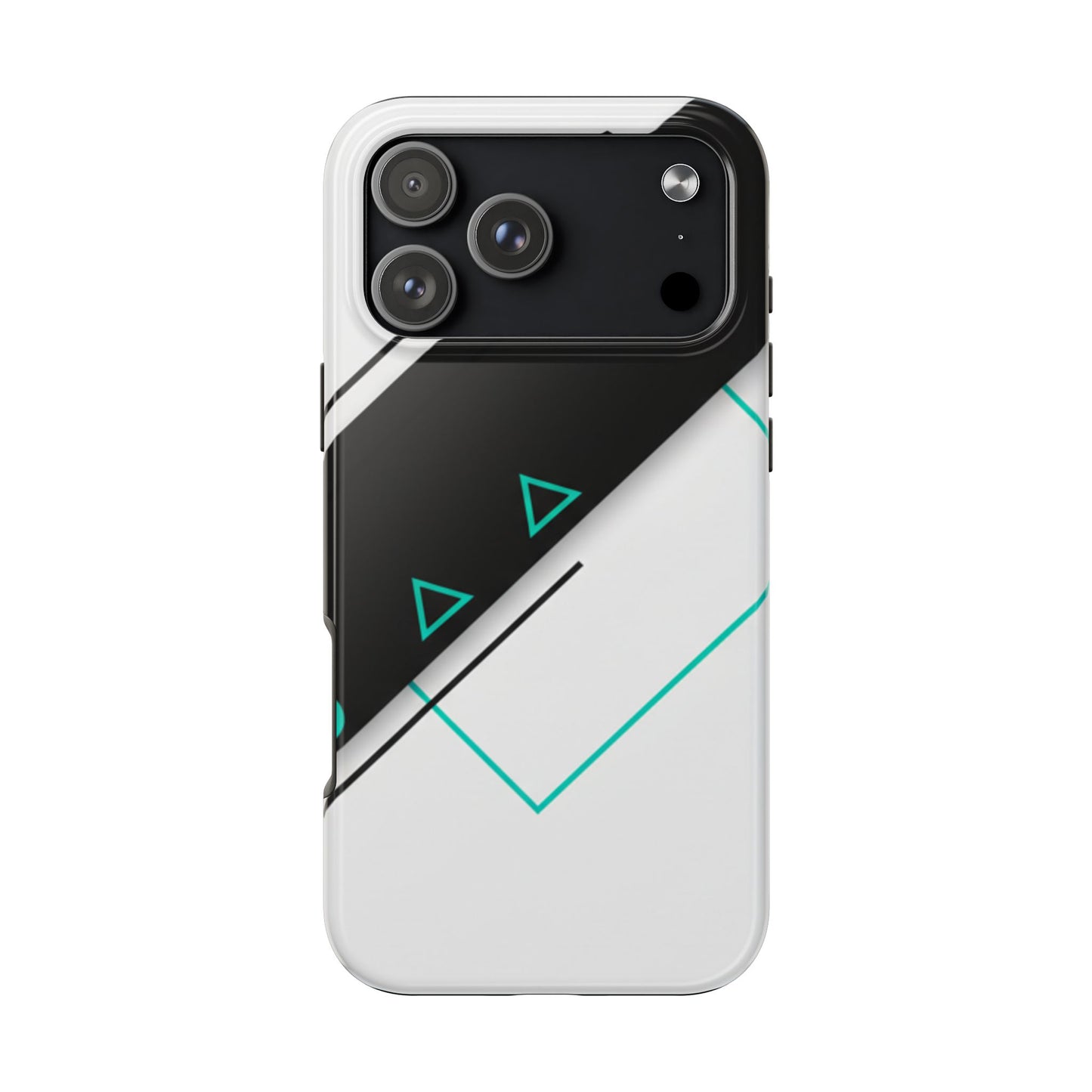 Tough Phone Case — Geometric Black & Teal Protective Cover