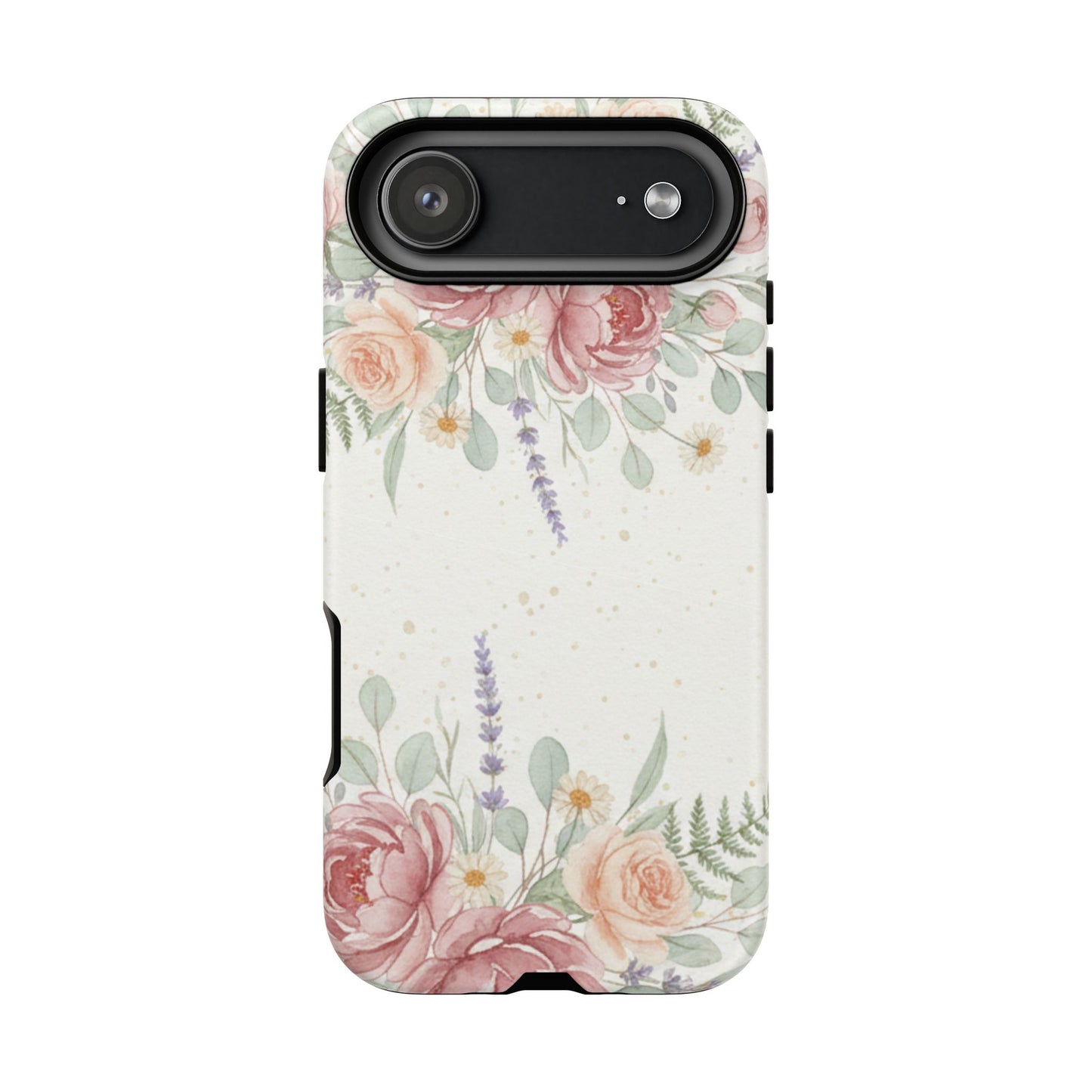 Floral Watercolor Tough Phone Case — Blush Roses & Lavender Protective Cover