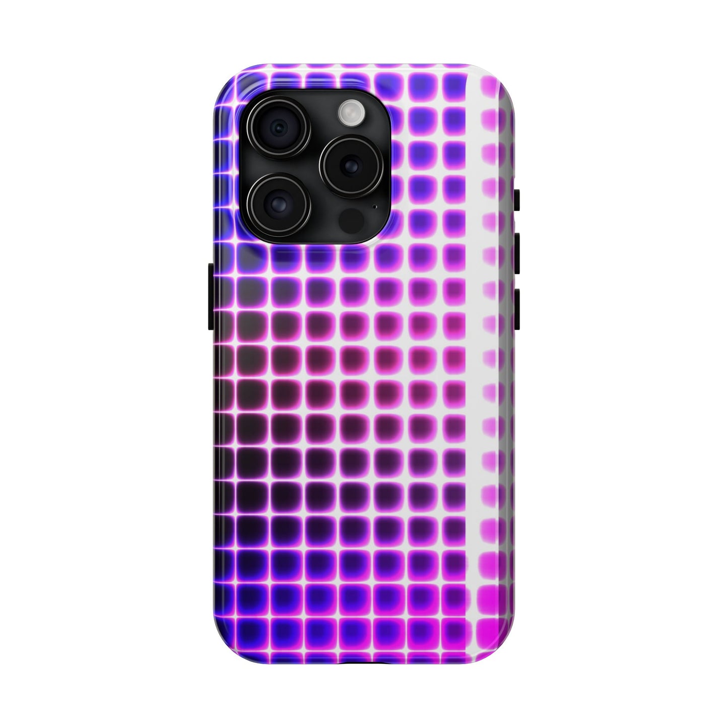 Purple Neon Grid Tough Phone Case — Retro Disco Pixel Pattern