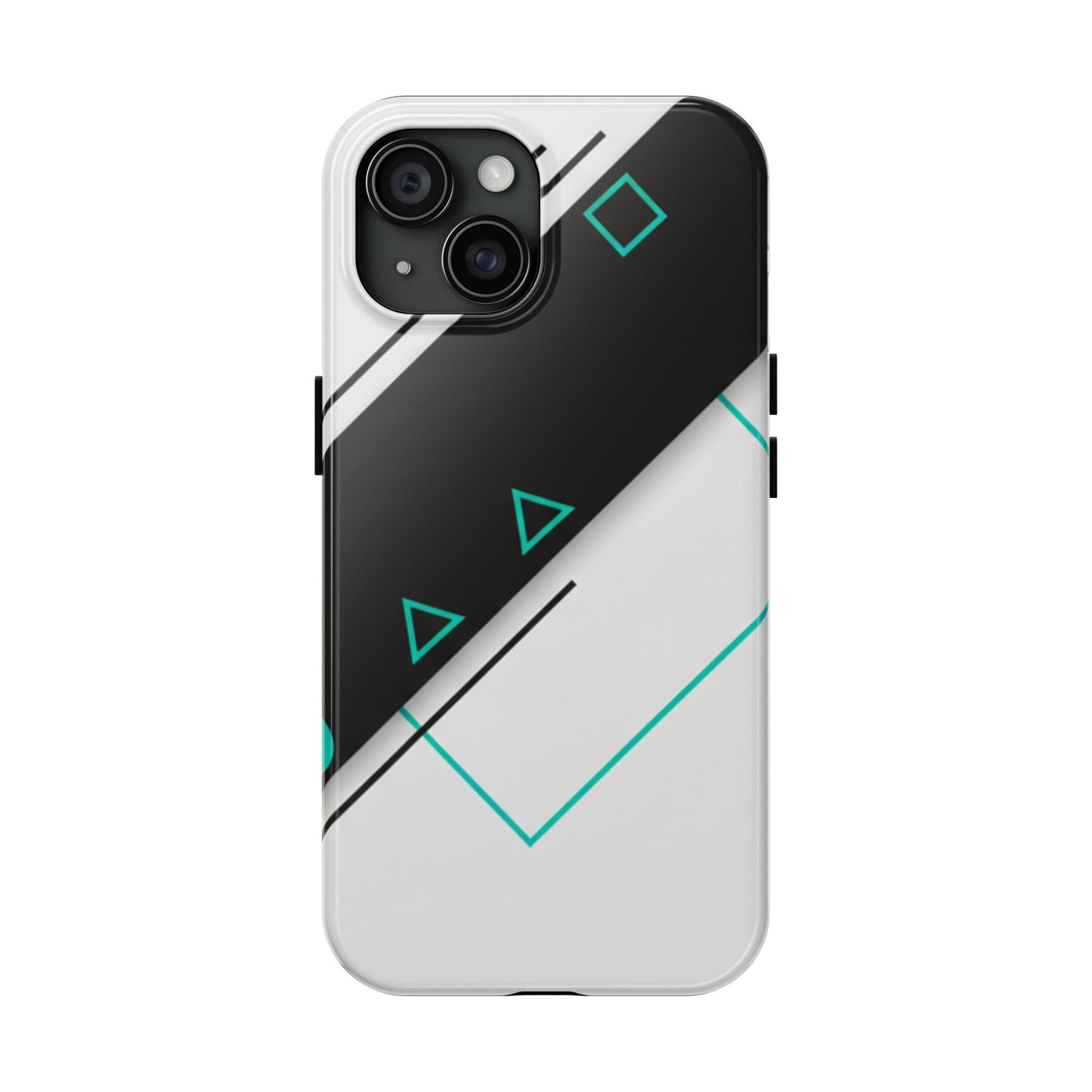 Tough Phone Case — Geometric Black & Teal Protective Cover