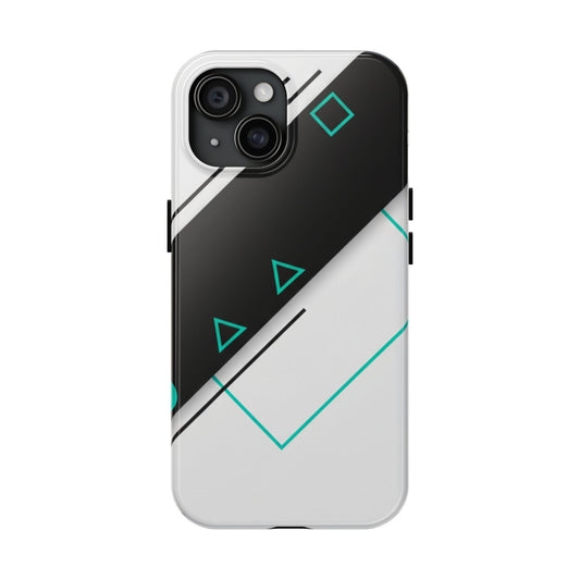Tough Phone Case — Geometric Black & Teal Protective Cover