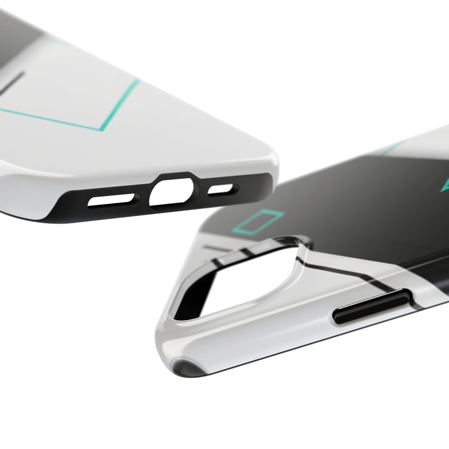 Tough Phone Case — Geometric Black & Teal Protective Cover