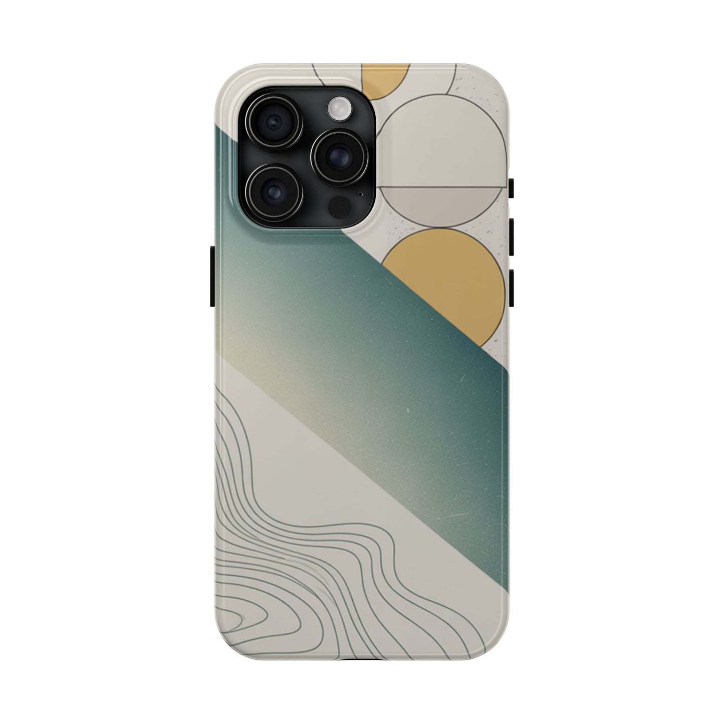 Abstract Geometric Tough Phone Case — Green Gradient with Gold Circles