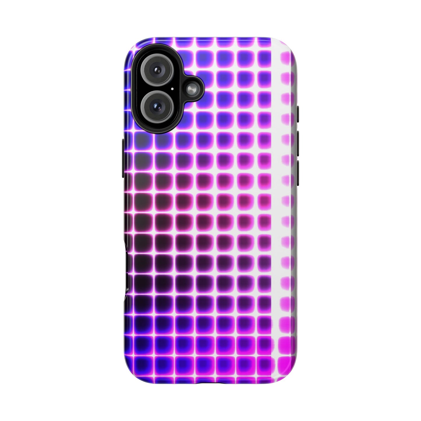 Purple Neon Grid Tough Phone Case — Retro Disco Pixel Pattern