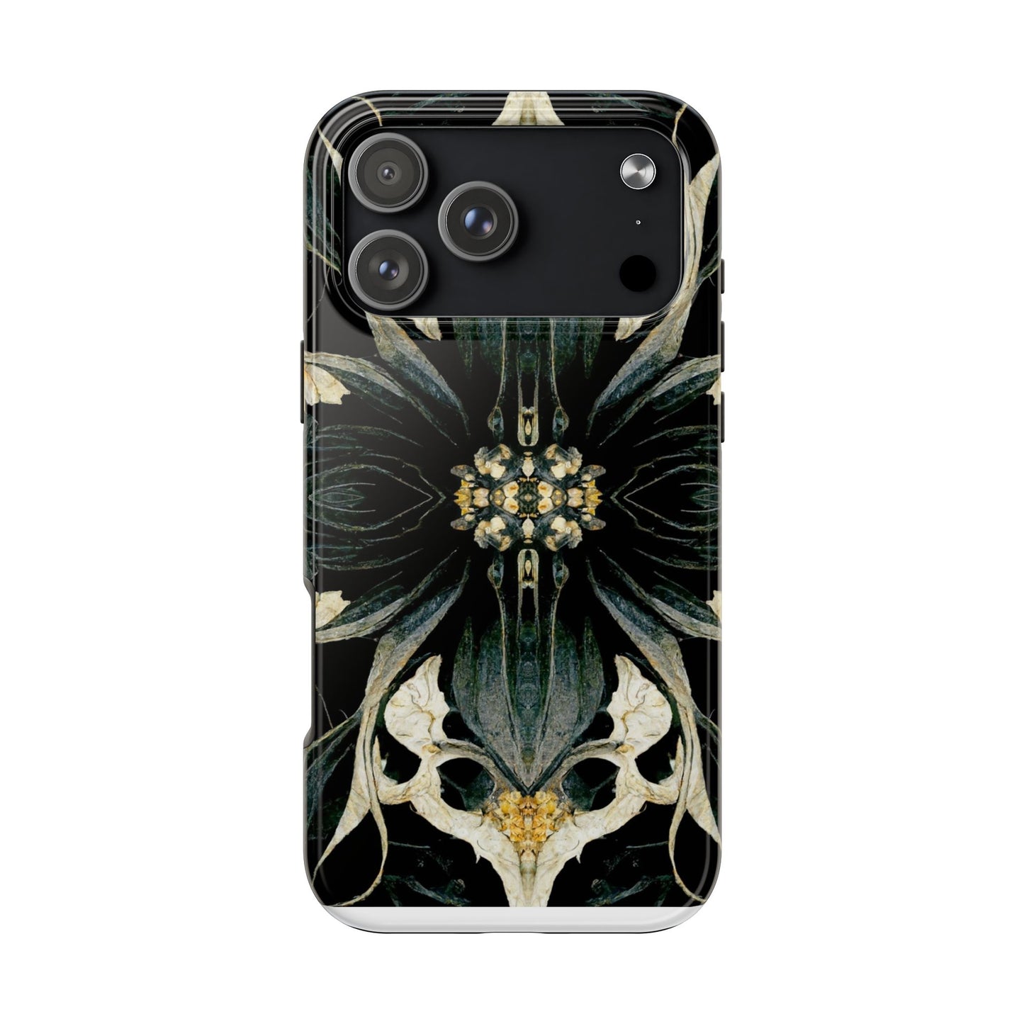 Floral Skull Mandala Tough Phone Case — Gothic Botanical iPhone Cover