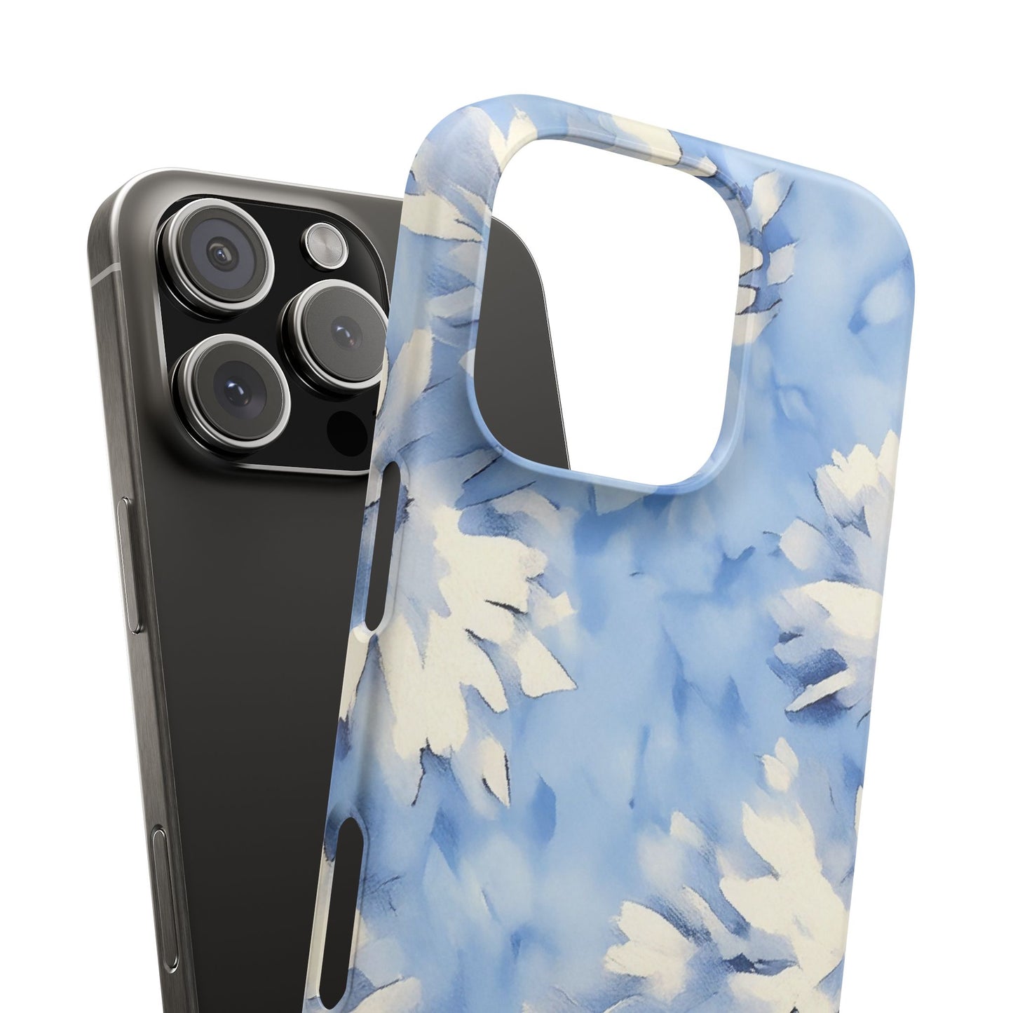Blue Floral Snap Phone Case — Soft Watercolor Petal Design
