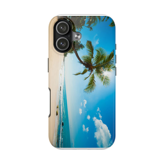 Tropical Palm Beach Tough Phone Case — Durable Island Paradise Protection