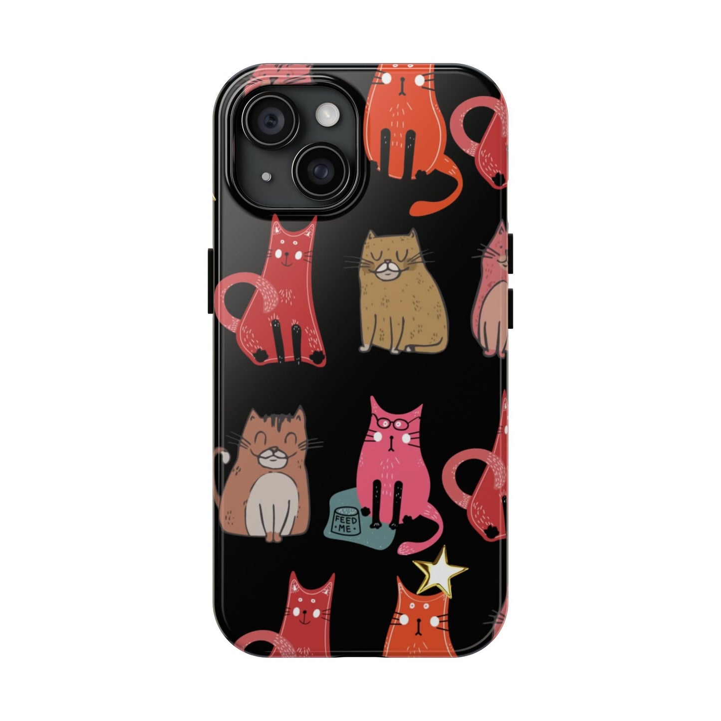 Starry Black Cats Tough Phone Case — Protective iPhone Case with Celestial Cat Pattern