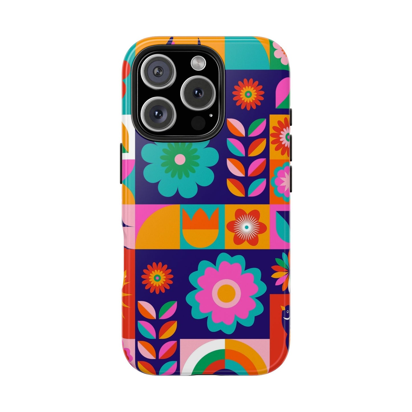 Tough Phone Case — Retro Floral Patchwork Protective Phone Cover