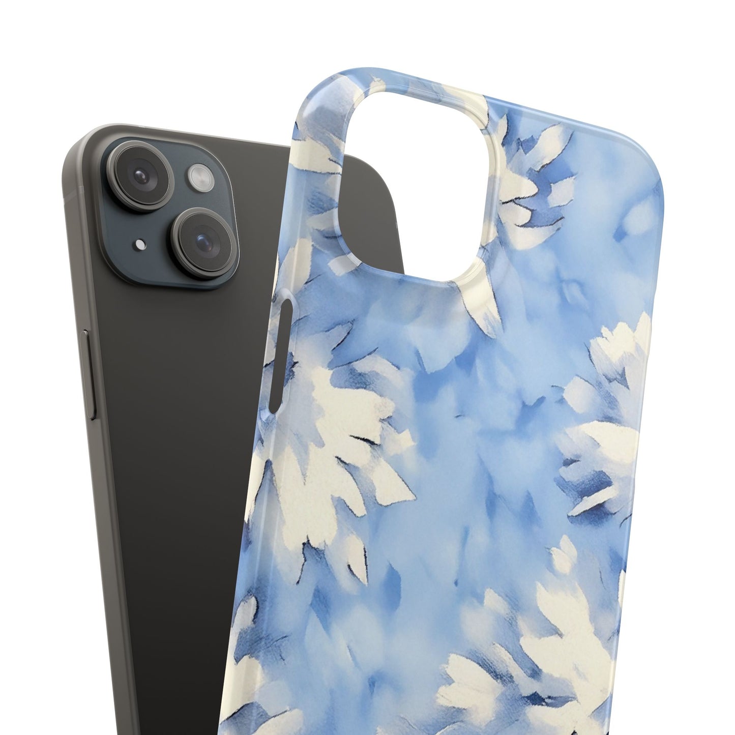 Blue Floral Snap Phone Case — Soft Watercolor Petal Design