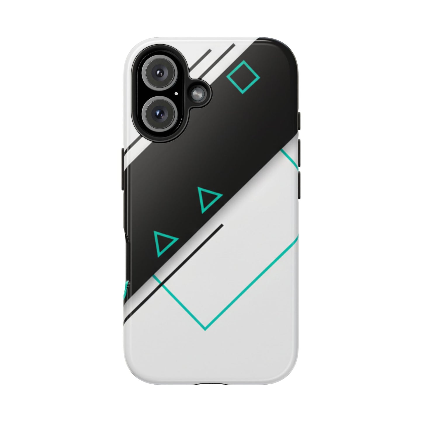 Tough Phone Case — Geometric Black & Teal Protective Cover